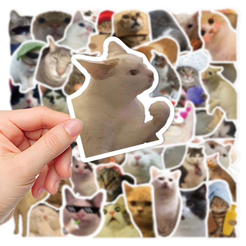 10/30/50pcs Funny Animal Cat MEME Graffiti Stickers Cute Waterproof DIY Decals Decorative Skateboard Luggage Phone Sticker Gifts