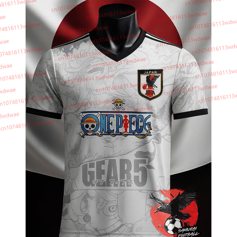 Camisa japonesa de futebol 5 engrenagens Luffy Jersey One Piece Luffy Versão do jogador de futebol Japão Camisa de futebol