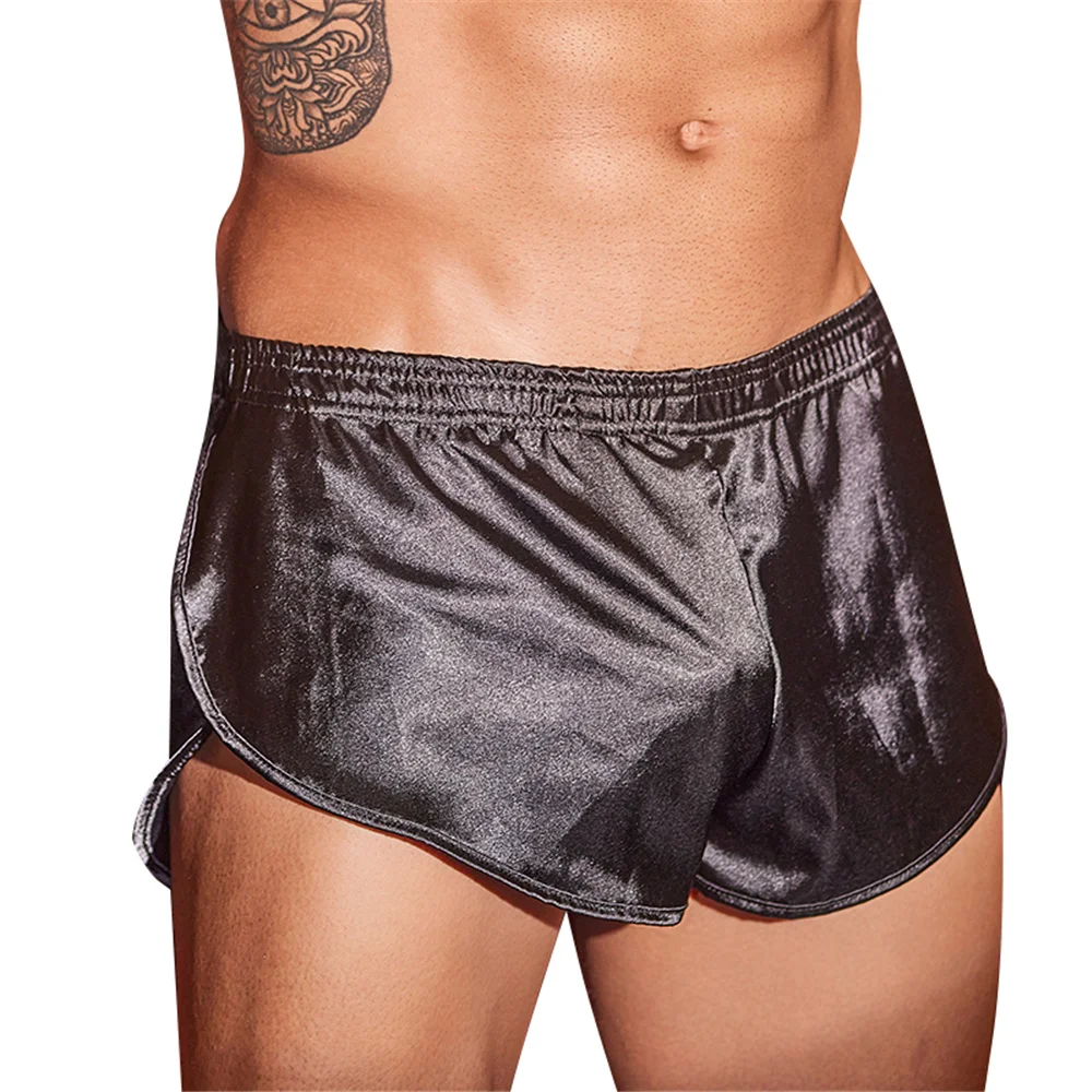 Sexy hommes culottes courtes chaudes U renflement poche Boxer brillant brillant lisse Lingerie homme vêtements sous-vêtements U convexe respirant slips