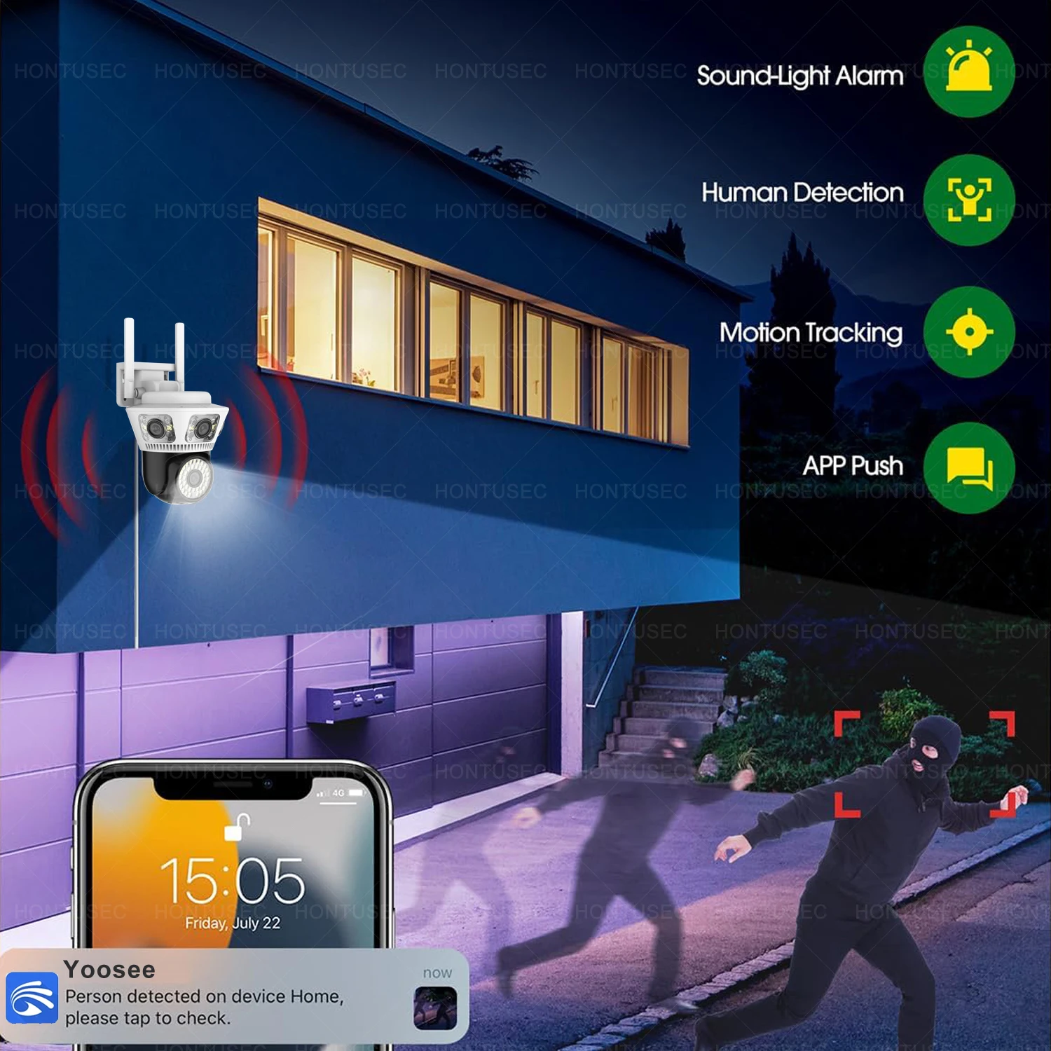 YOOSEE 6K 12MP 3 LENS 3 Screens Wifi PTZ Outdoor Waterproof Color Night Vision Auto Tracking Wireless Security Camera System - Image 4