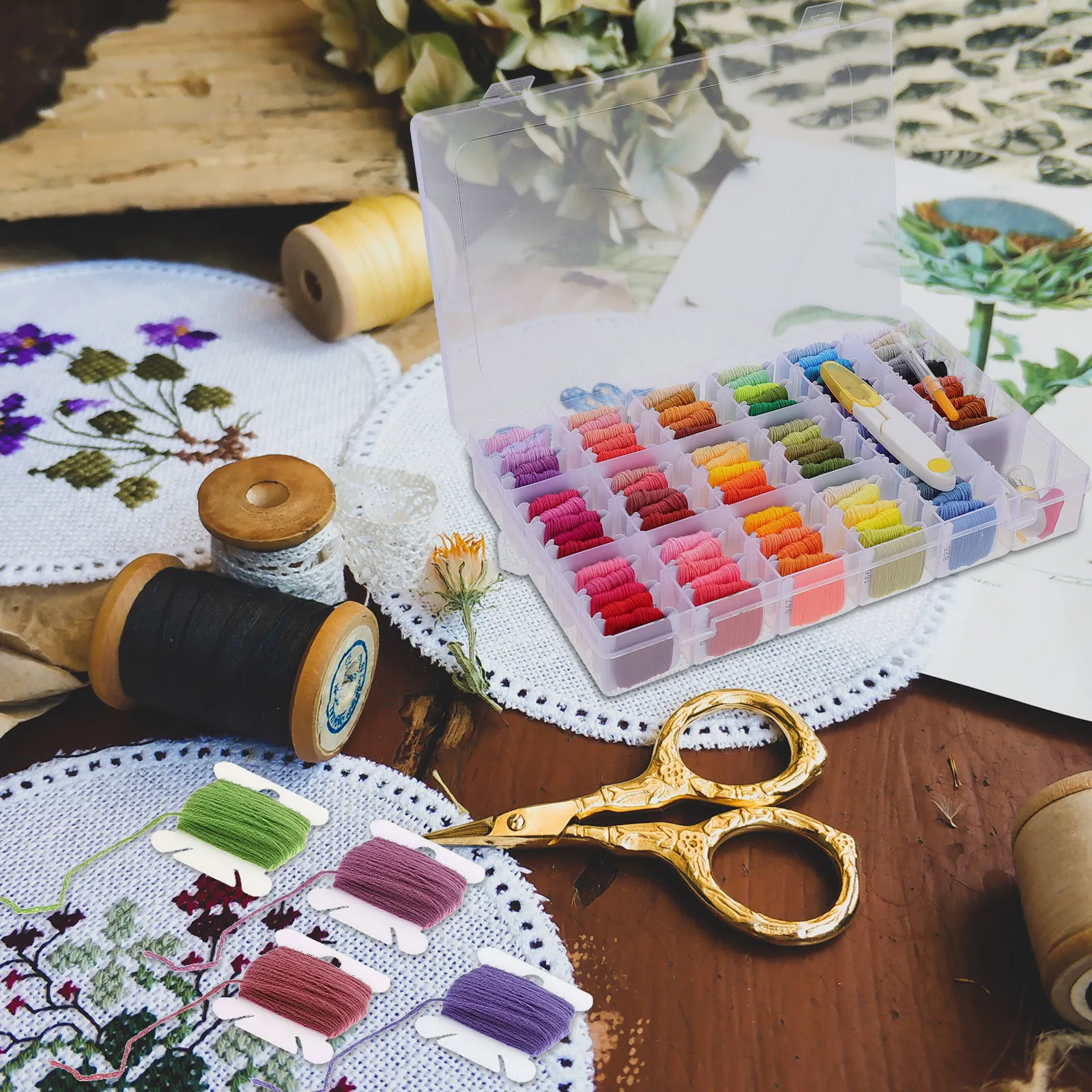 1Pack 50 Colors Embroidery Thread Kit Strong Reusable Sewing Threads for Hand Machine Sewing Quilting Cross Stitch Craft