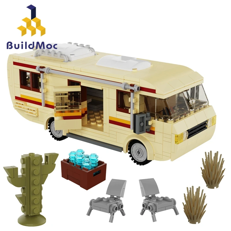 

Buildmoc Breaking TV Baded Caravan Car Van RV MOC Model Building Blocks Toys for Children Kid Gifts 432PCS Bricks Technical Car