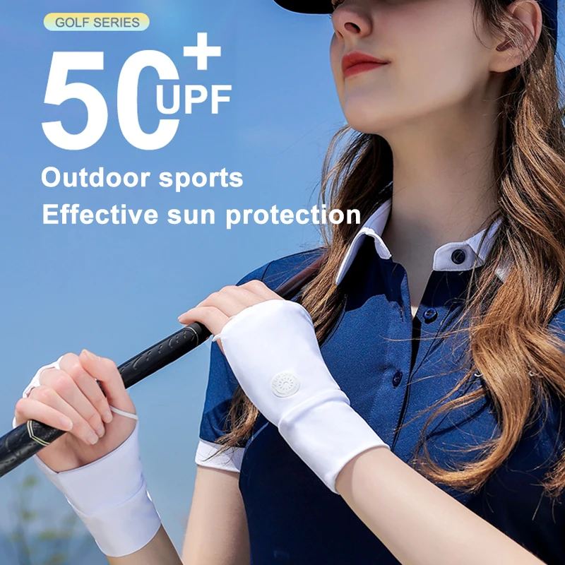 

Golf Sunscreen Gloves Ice Silk Women Outdoor Sports Half-Finger Gloves Thin Section Breathable Sweat Absorption