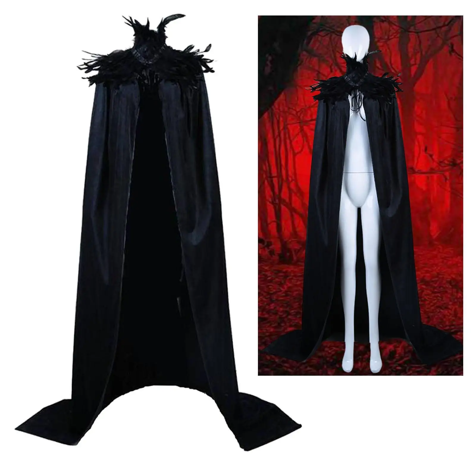 

Halloween Cloak Washable Long Dress up Medieval Witch Costume Flannel Robe Hooded Capes for Carnival Bride Cosplay Rave Easter