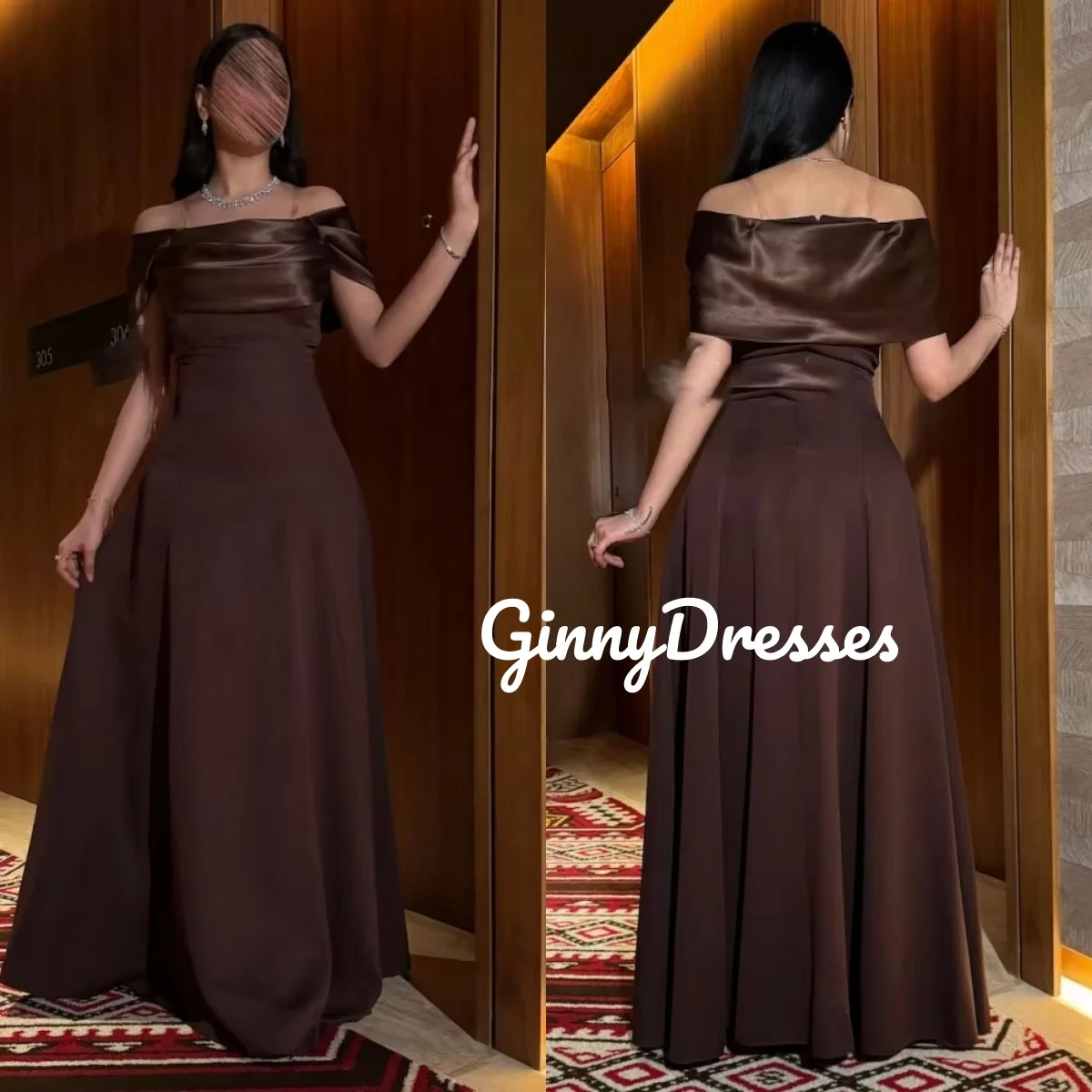 

Wedding Party Dress Customize A-Line Off-The-Shoulder Floor-Length Elegant Party Dresses For Women Ruffle Zipper Up Formal Dress