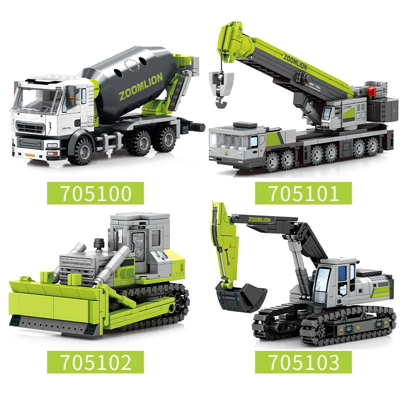 

City Engineering Trucks Building Blocks Bulldozer Crane Excavator Childrens Car Construction MOC Bricks Sets Toys for Kids Gifts