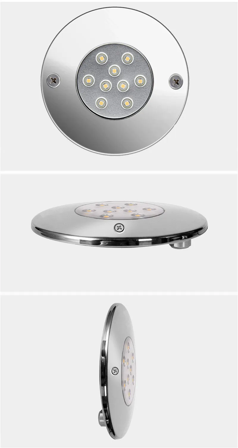  LED Swimming Pool Light Underwater Light Fountain Lamp Colorful IP68 Waterproof All Stainless Steel Ultra-thin Pool Light 12v