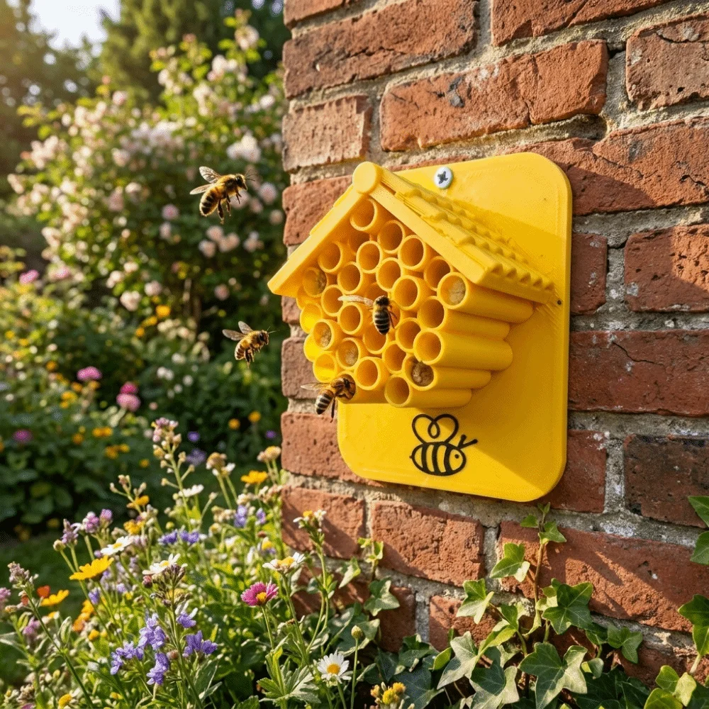 Plastic Garden Bee House Safe Haven Eco-friendly Outdoor Hanging Beehive with Tubes Attracts Pollinators Bee Nesting Houses
