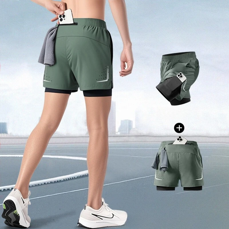 Herren Sportbekleidung Laufshorts Doppellagig 2-in-1 Schnelltrocknend Fitness Outdoor Training Multifunktionale Sportshorts
