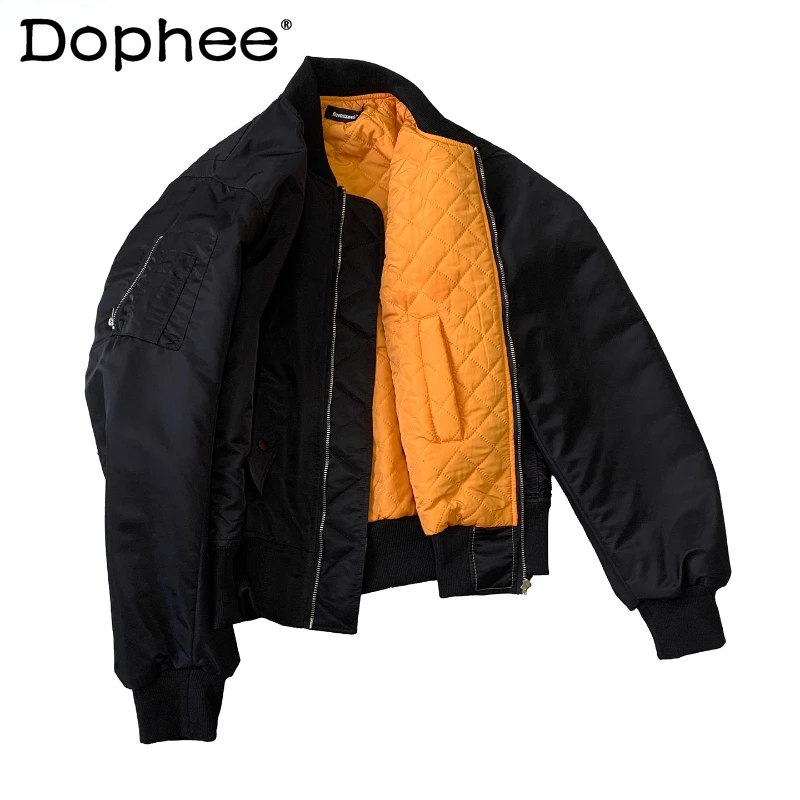 

Men's 2025 Autumn New Simple Chic Jackets Trend Zipper Padded Warm Flight Jackets Male Long Sleeve Multi Zipper Decoration Coats