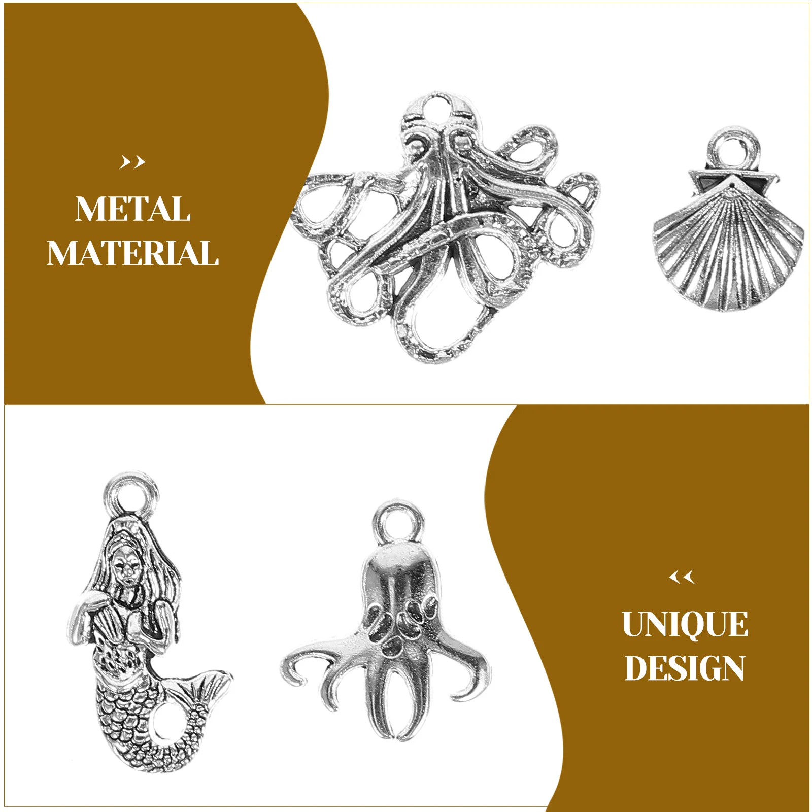 

15Pcs Ocean Alloy Charms Creative Hanging Hole Pendant for DIY Jewelry Making Ocean Theme Necklace Earrings Keychain Accessories