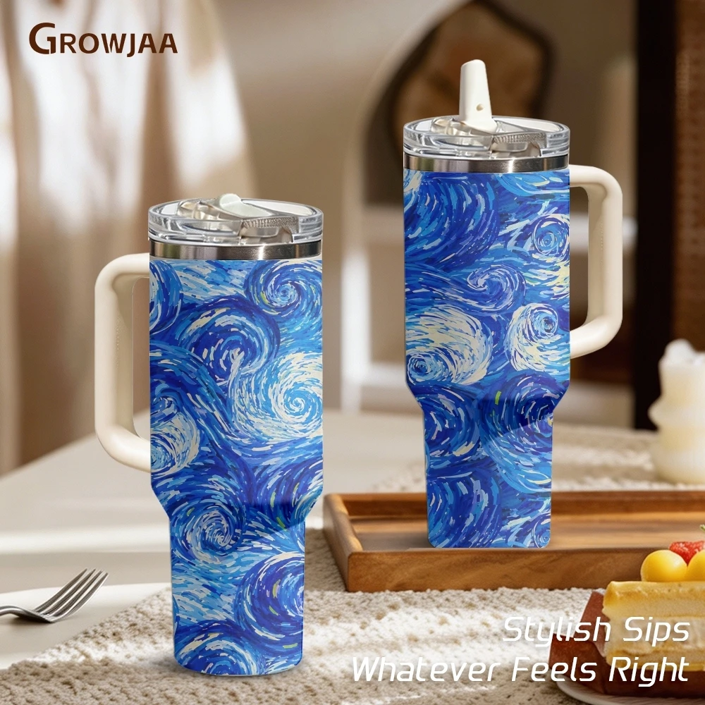 Starry Sky Van Gogh Graphics Vacuum Flasks 40oz 3rd Gen Vacuum Insulated Stainless Steel Tumbler Cup Handle Straw Lid For Gifts