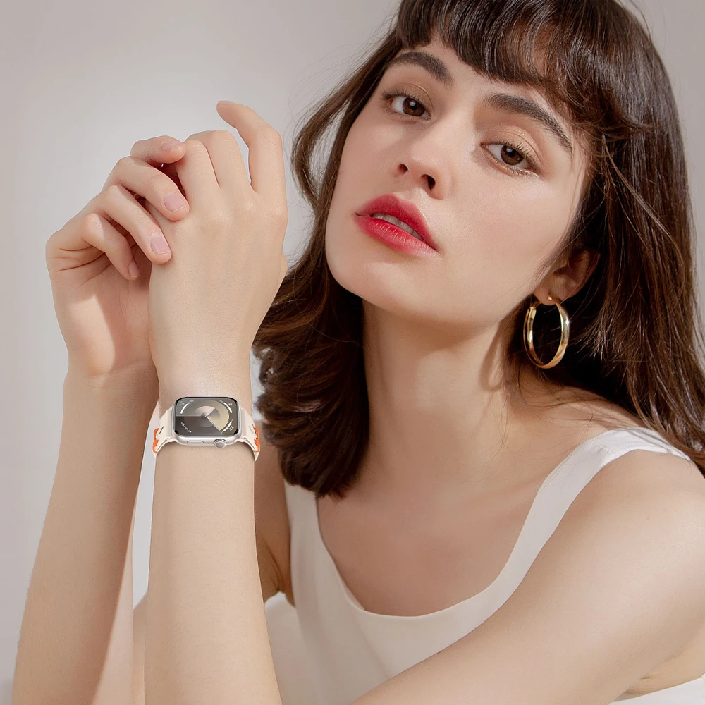 Correa de enlace de silicona para Apple Watch band 44 mm 40mm ultra-2 49 45mm 41 38mm 42 pulsera doble Tour para la serie 9 8 7 6 5 4 3 se