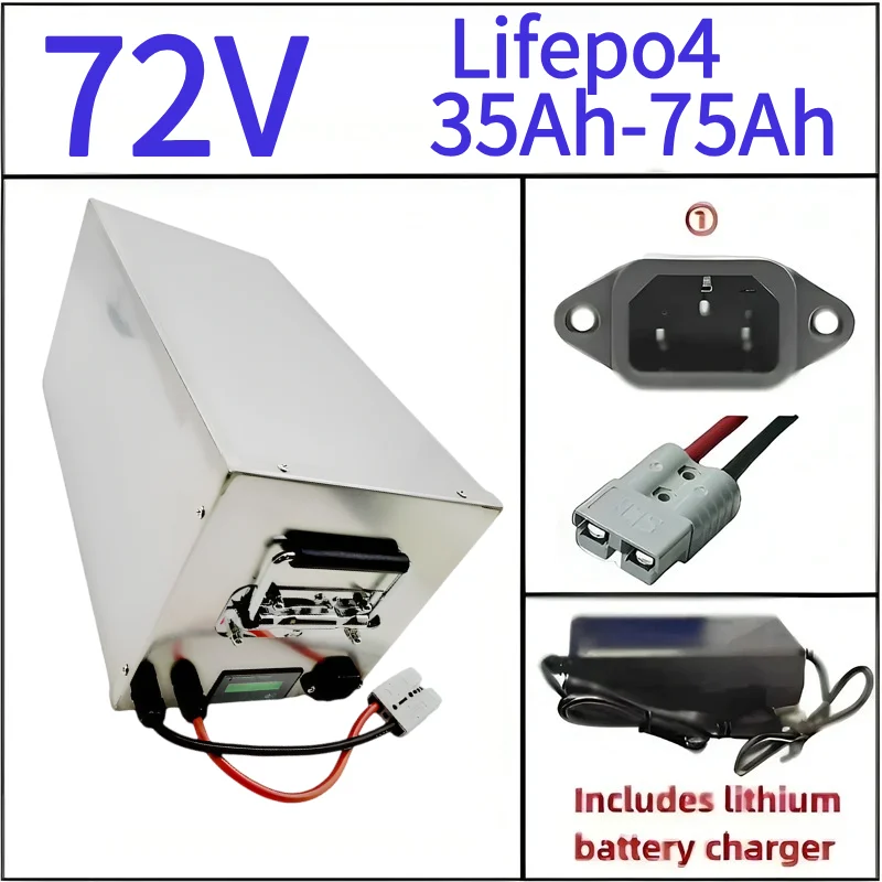 

72V 35Ah 45Ah 65Ah 80Ah 100Ah Lithium Ion Deep Cycles Battery for 1000W 2000W 3500W AGV Pedal Car Rickshaw Skateboard