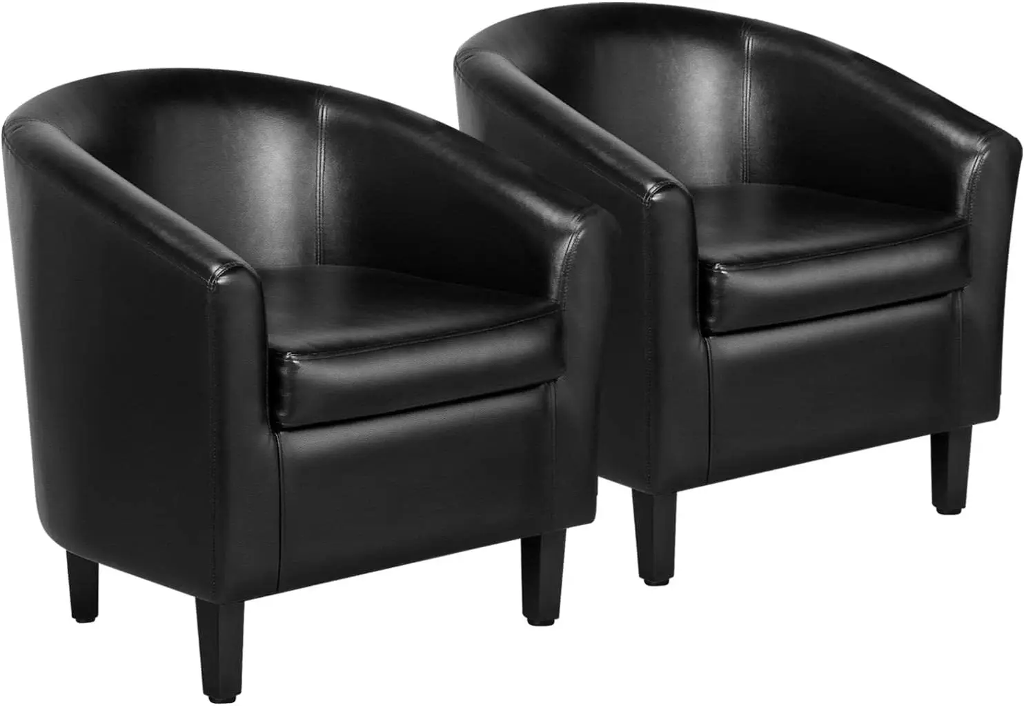 Barrel Chairs Set of 2 Faux Leather Club Chairs PU Leather Accent Chairs Waiting Room Chair with Soft Padded Seat