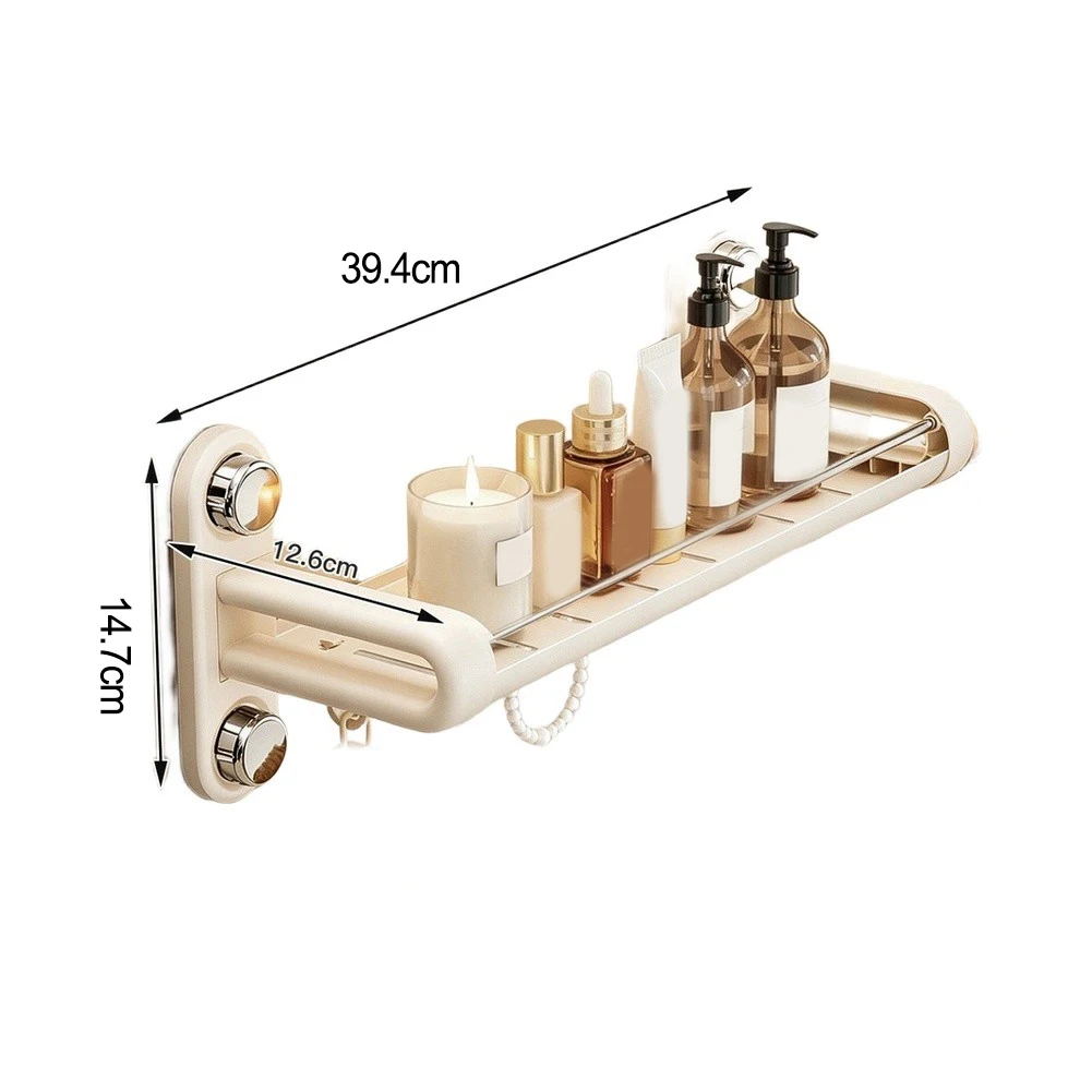 Bathroom Wall Mounted Stainless Steel Rack for Toiletries with Ventilation Optimized Hollow Structure and Hooks