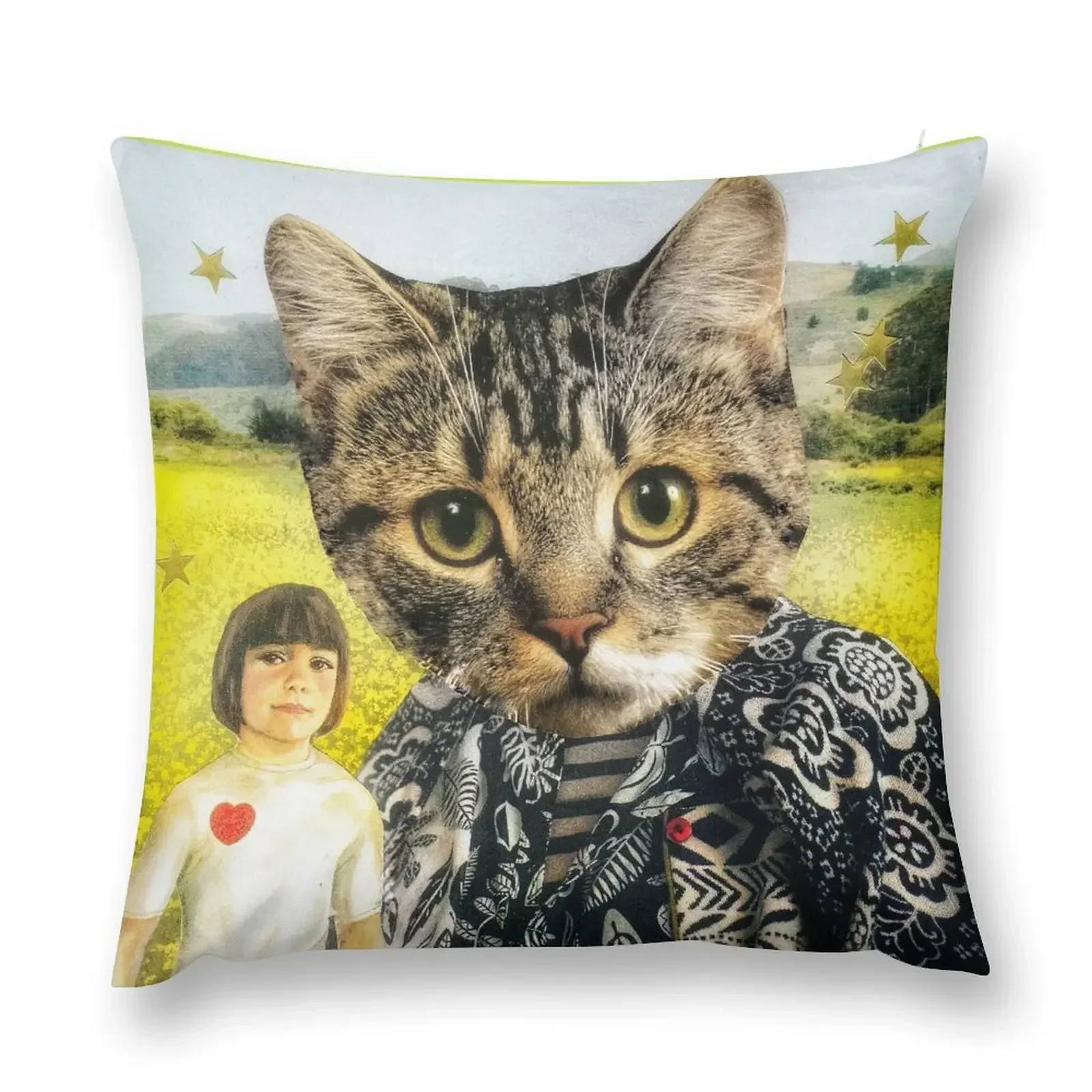 

Brown Tabby Cat Portrait - 'A New Pet' Throw Pillow Ornamental Pillow Decorative Cushion pillow