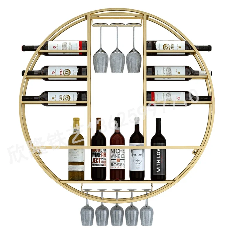 simple modern red wine rack,  wrought iron wine glass rack, wine cabinet, dining room, living room wall