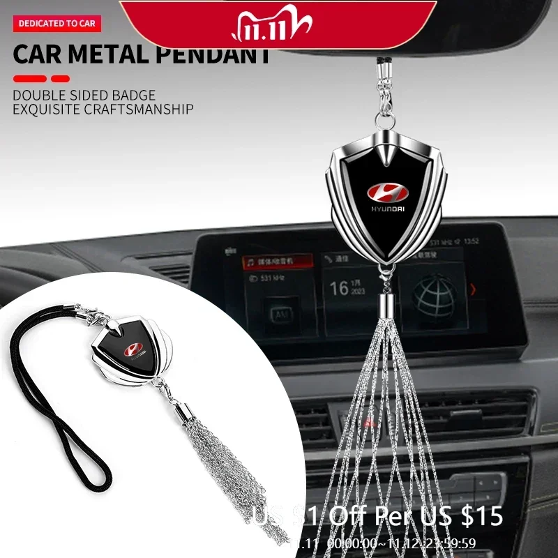 

Car Pendant Metal Badge Rearview Mirror Hanging Ornament Decoration Accessory For Hyundai Tucson SANTAFE SONATA ACCENT Elantra