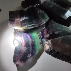 Natural Raw Rainbow Fluorite Rough Stone Quartz Crystals Rock Healing Mineral Aquarium Home Room Decoration Gemstone Energy