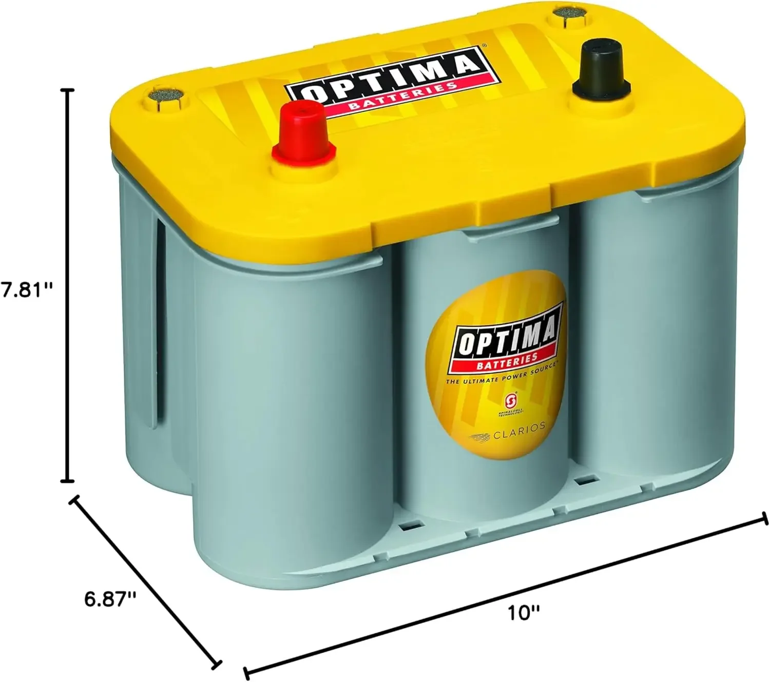 home.Batteries de alto desempenho D34 YellowTop bateria AGM selada de dupla finalidade para carro, caminhão e SUV, 750 CCA