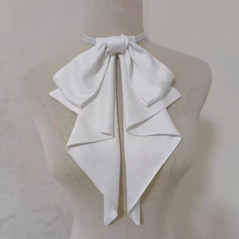 Satin Bow Tie Detachable Necktie Ribbon Bowknot Neckwear Shirt Collar Accessories College Office Lady Uniform Decoration Collar