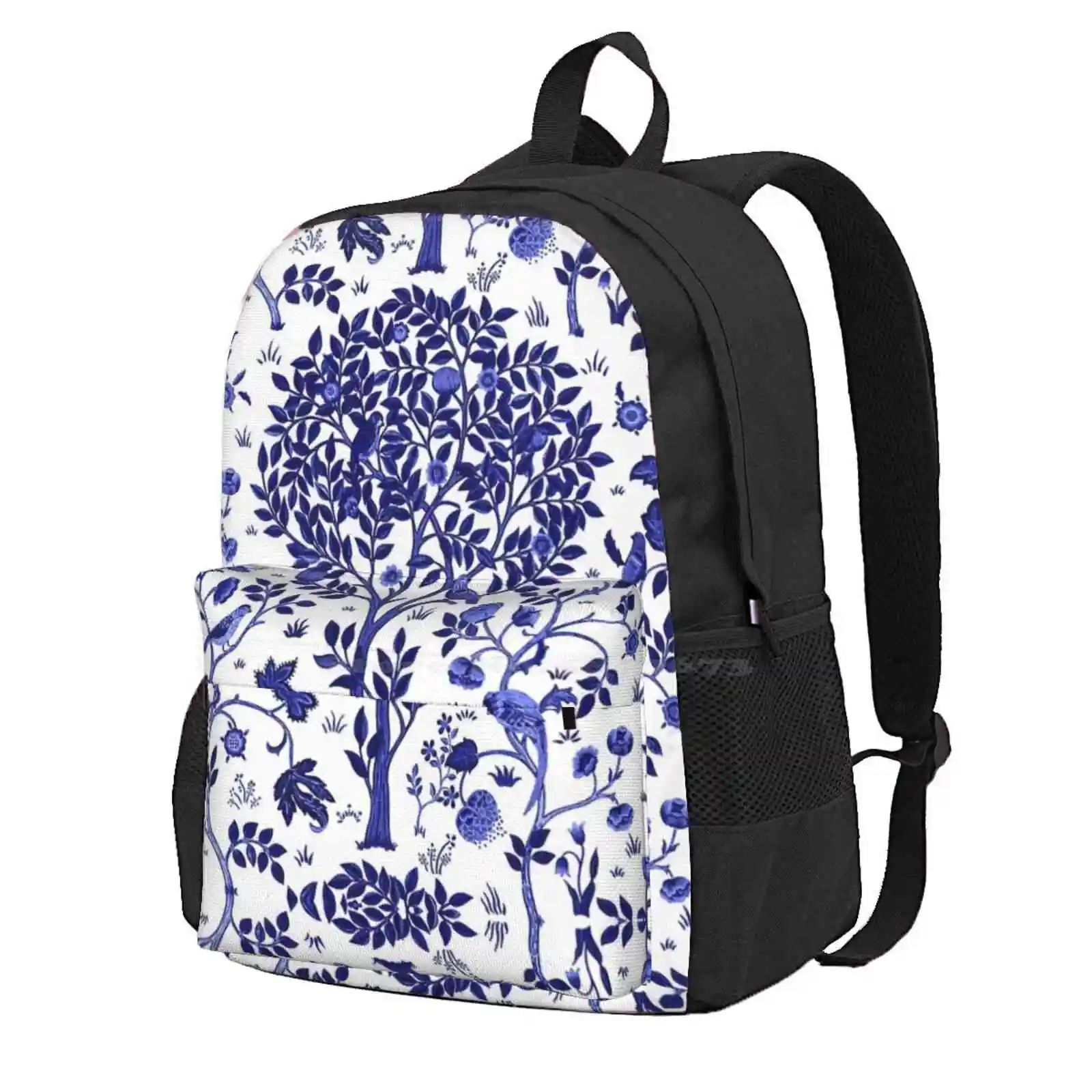 William Morris Tree Of Life, Cobalt Blue Hot Sale Schoolbag Backpack Fashion Bags William Morris Art Nouveau Tree Of Life Trees