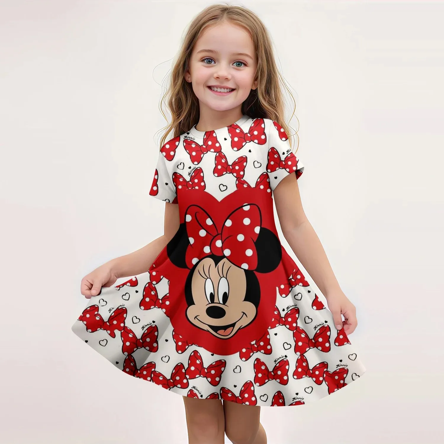 MINISO Summer Girl Dress Cute 3D Print Disney Mickey Mouse Girl Dress Fashionable Children\'s Clothing Party Performance Dress