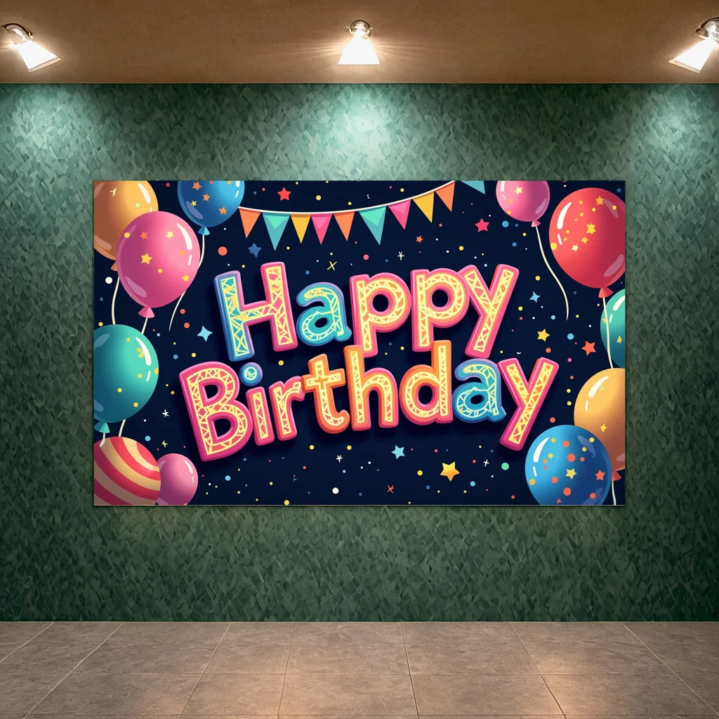 Birthday Backdrop Banner Party Decor Event Background Festive Setting Kids Event Birthday Party Supplies Balloon Garland