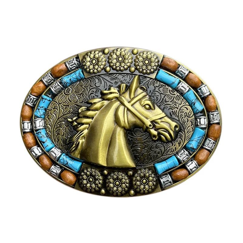 Horse head belt buckle western ethnic style