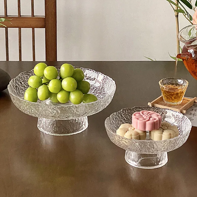 

Изысканная стеклянная фруктовница, поднос для хранения в гостиной, декоративная тарелка для закусок и тортов, кухонный аксессуар, стеклянная обеденная тарелка.