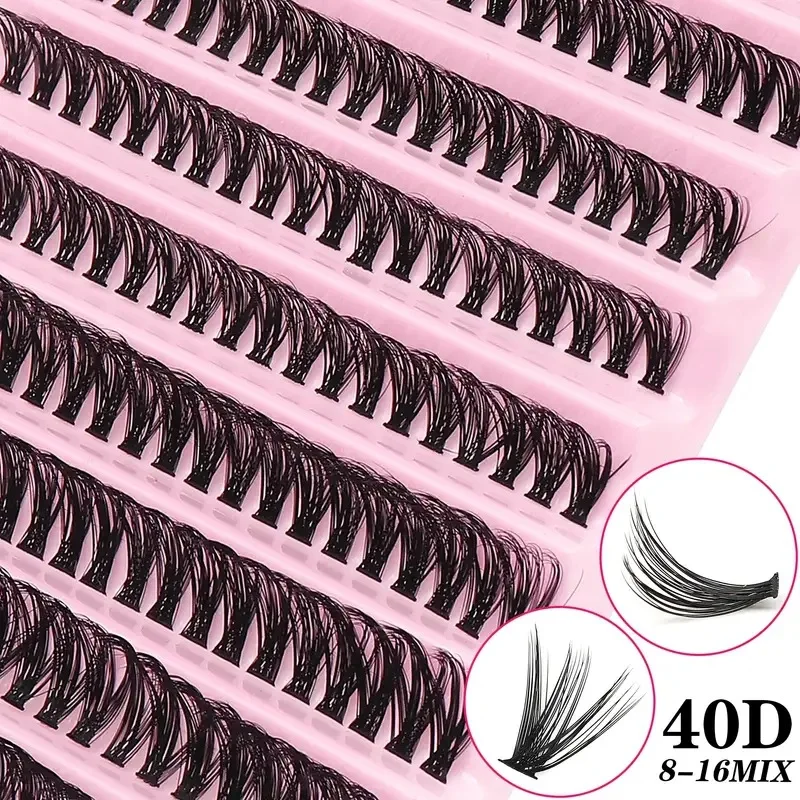 10 Reihen Cluster-Wimpern 40/60/80D Dicke Gemischte Länge 8-16mm D-Curl Natürlicher & Anime-Look Individuelle Wimpernbüschel 3D-Effekt – Detail 5
