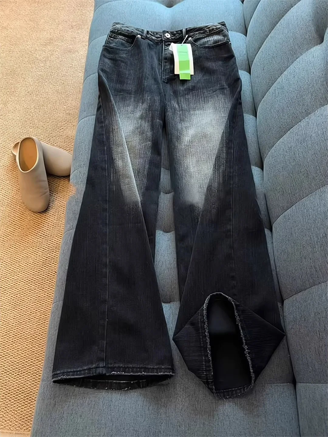 

Bla Bamboo Knot Pattern Cowboy Boots Men's Jeans Spring Autumn Straight Leg Wide Leg Pants Cleanfit Trousers
