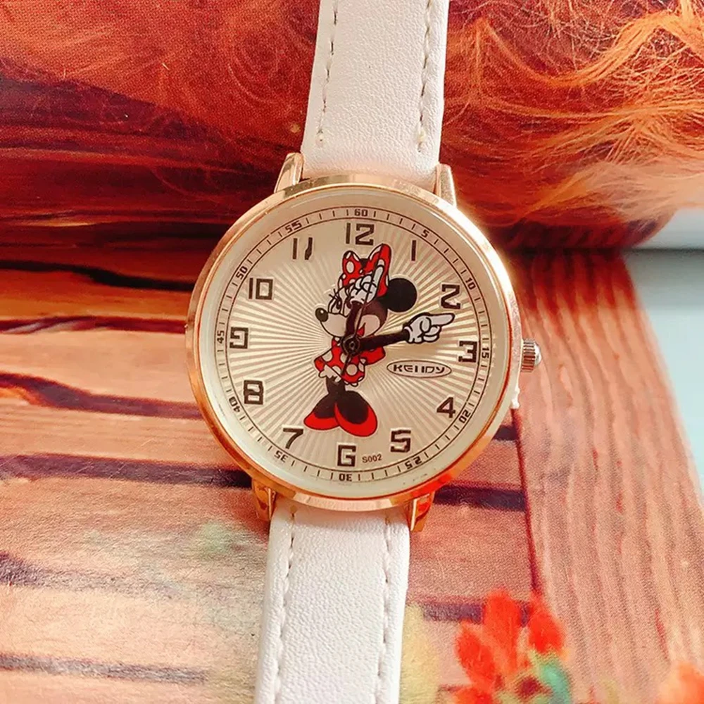 Mickey Mouse Minnie Children's Watches Fashion Cute Cartoon Quartz Watch Small Dial Women Wristwatch Ladies Dress Watch