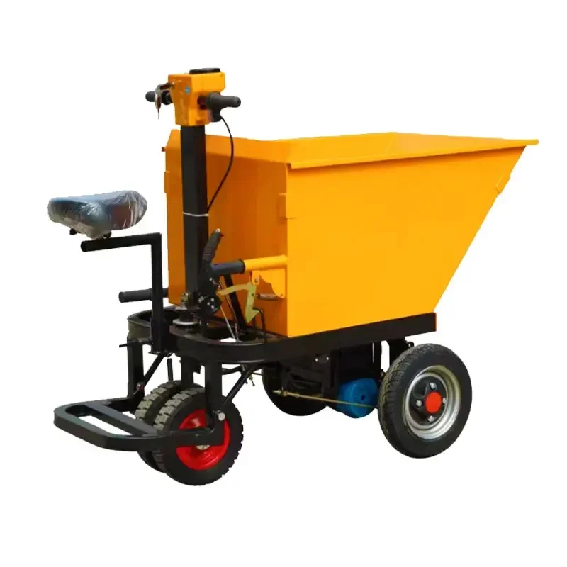 Electric trolley construction site truck pulling brick and sand ash bucket dumping agricultural feed breeding truck