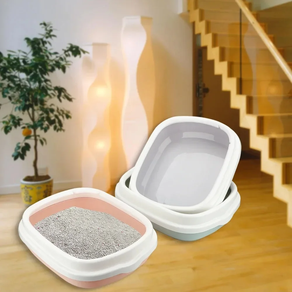 1 Set Anti-Splash Best Kitty Litter Box Pet Toilet Bedpan Cat Tray with Scoop Excrement Training Sand Litter Box Cat Accessories