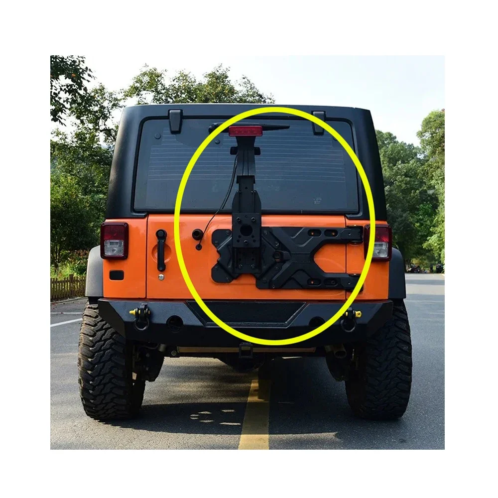 Tailgate Spare Tire Carrier Black Mount Holder Rack Aluminum  For Jeep Wrangler JK 2007-2017  J275 LantSun