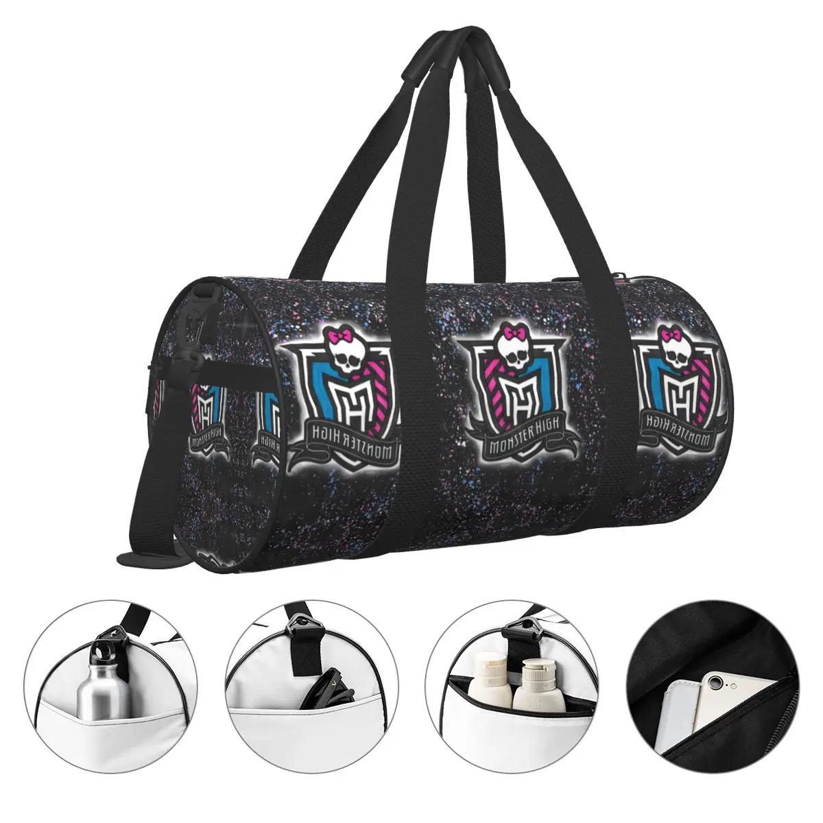 Monster High-Bolsa de gimnasio con patrón 3D para hombre y mujer, bolso deportivo impermeable de gran capacidad para viaje y entrenamiento, Vintage