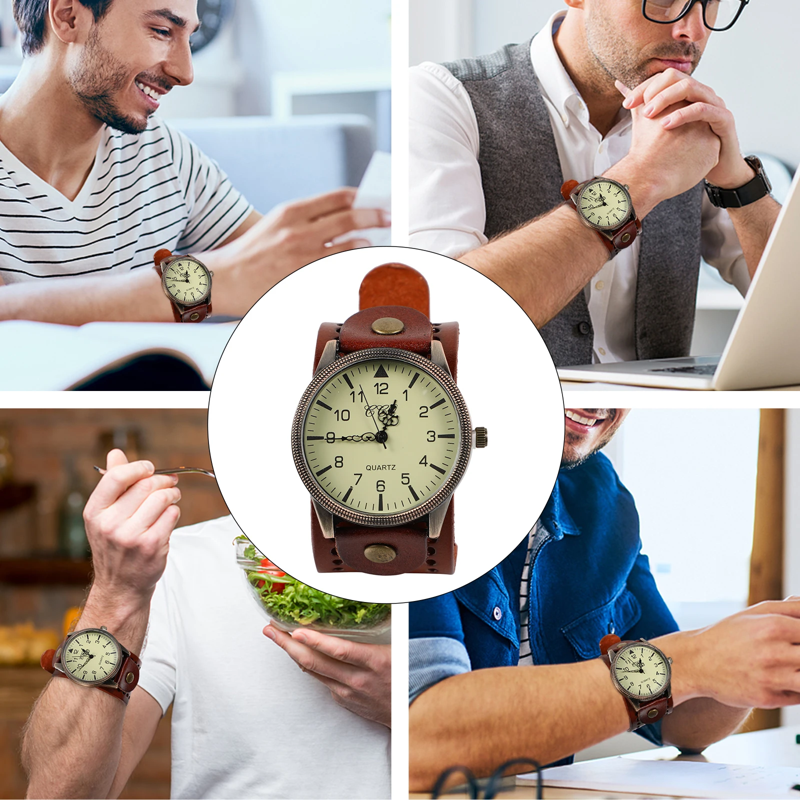 

Quartz Watches for Men Vintage Male Watch Transparent Dial Pressure Tolerant Super Buckle Wearing