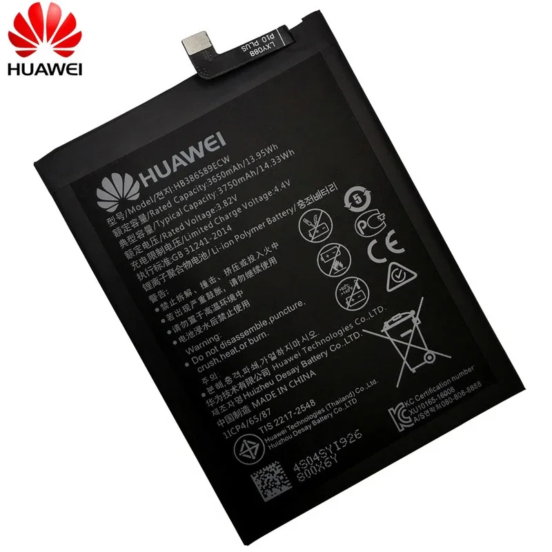 100% Original Hua Wei 3750mAh HB386589ECW For Huawei Honor 8X View 10 Mate 20 Lite P10 Plus P10Plus Nova 3 4 5T Battery Batteria