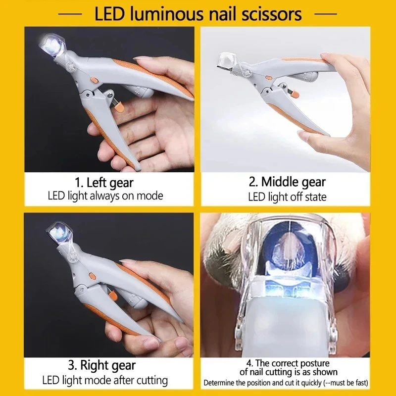 Professional Pet Nail Clipper Scissors With LED Light Cat Dog Nail Clipper Tool Scissors Nail Toeclaw Cutter Scissors Pet Supply view 2