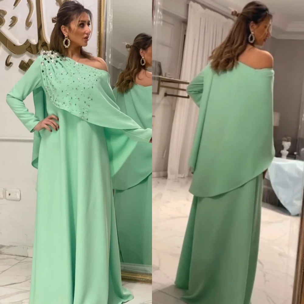 Customized Jersey Sequined Graduation Straight One-shoulder Bespoke Occasion Gown Long Dresses