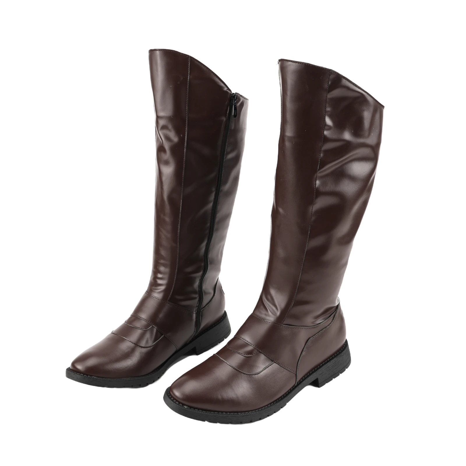Men Zipper Tall Boots Black Brown Medieval Renaissance Pirate Cosplay Boot Halloween Party Shoes