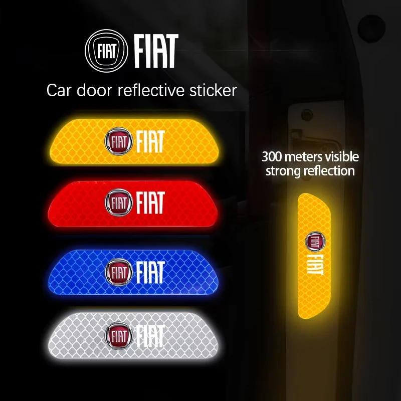 Reflektierender Autotür-Aufkleber, Nachtlicht-Warnaufkleber für Fiat Abarth 500, Tipo FR Punto Ducato Stilo Palio Bravo Pondo Viaggio