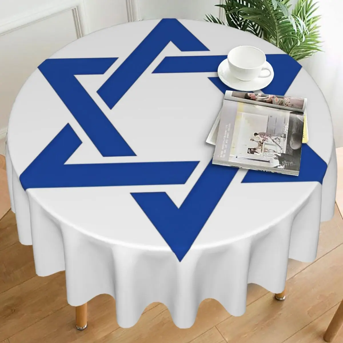 

Passover Star David Icon Of Jewish Star Blue Logo Tablecloth Round Table Cover Modern Table Cloth For Kitchen Dining Room