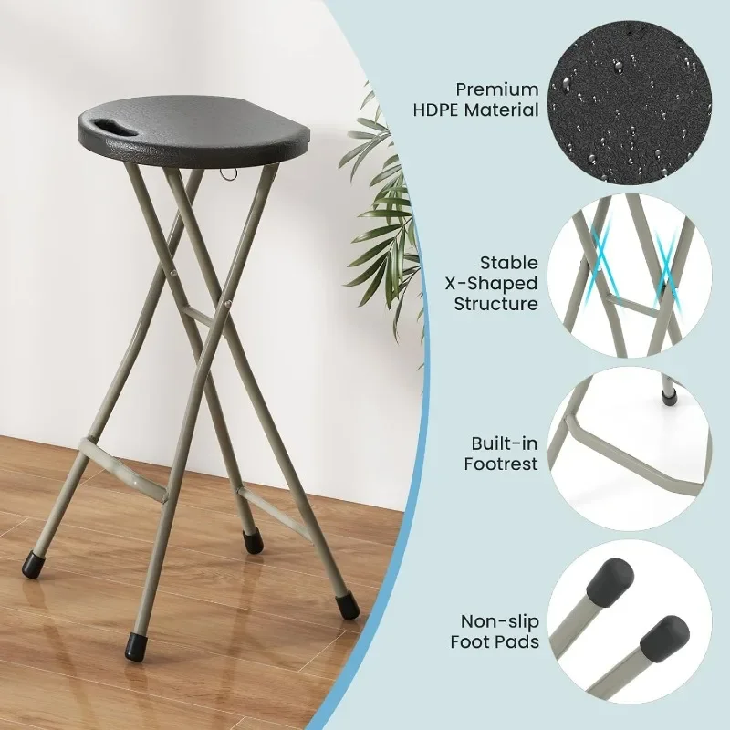 Goplus Folding Stool, 2 Pack 28 inch Foldable Camping Stool for Adults with 550 lb Capacity, Portable Plastic Fold up Stool