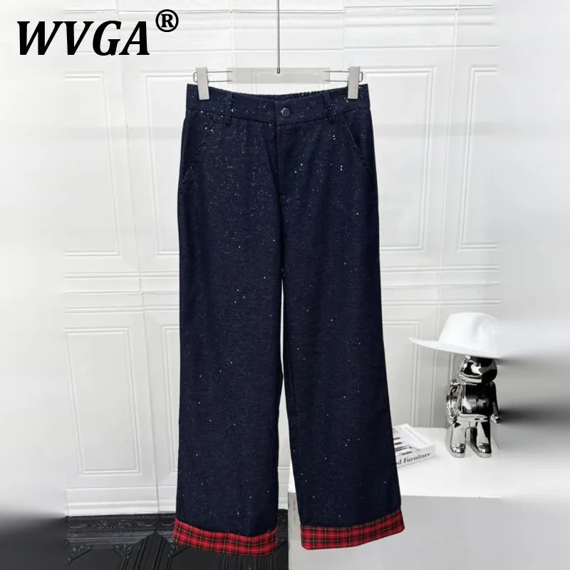 

WVGA Spring Autumn New Man Tide Plaid Patchwork Sequin Starry Sky Design Trendy Niche Chic Casual Straight Suit Pants Ins W11050