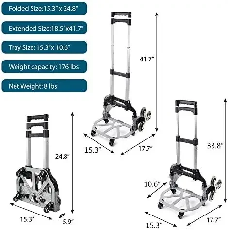 Stair Climbing Cart, Aluminum Alloy Portable Climbing Cart, All Terrain Stair Hand Truck With Ropes