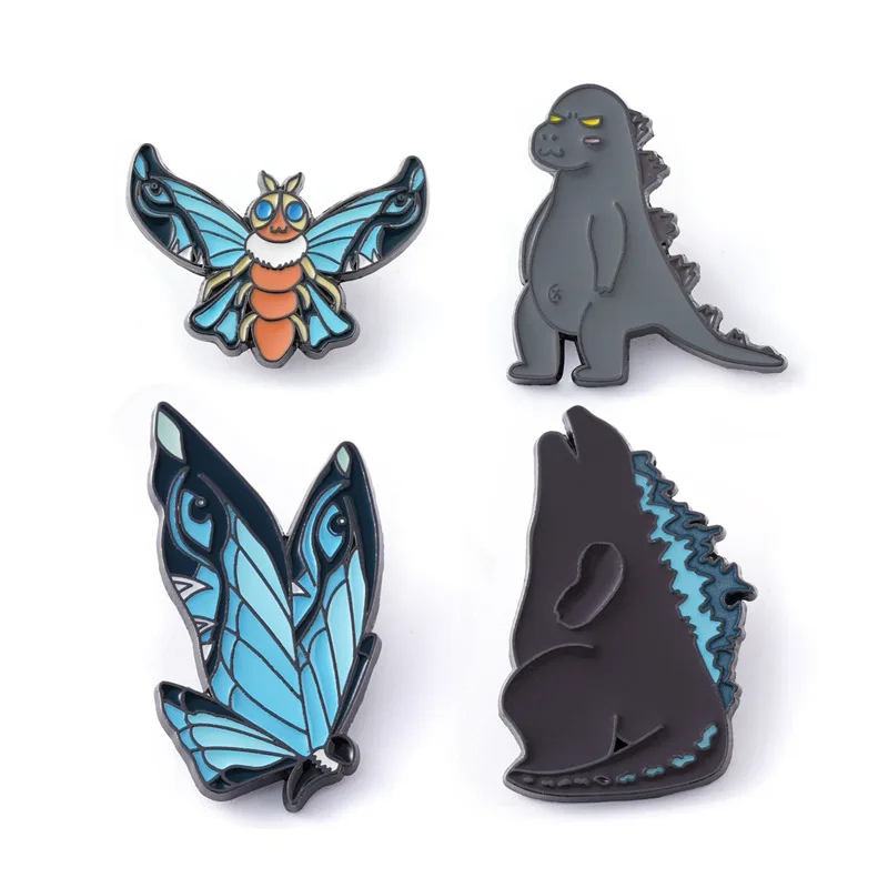 

G-Godzillas Creative Brooch Movie King of The Monsters Mothra Lizard Butterfly Glow Dinosaur Peripheral Fashion Jewelry Brooches