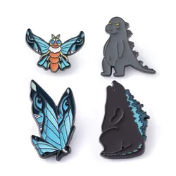 G-Godzillas Creative Brooch Movie King of The Monsters Mothra Lizard Butterfly Glow Dinosaur Peripheral Fashion Jewelry Brooches